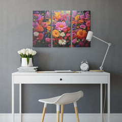 Colorful Wildflowers 3-Piece Canvas – Lively and Vibrant Art