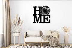 HOME Metal Sign with Sunflower Accent