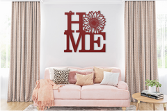 HOME Metal Sign with Sunflower Accent