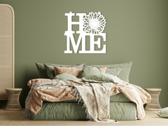 HOME Metal Sign with Sunflower Accent