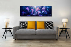Ethereal Jellyfish Underwater Panoramic Canvas Art for Your Home Decor