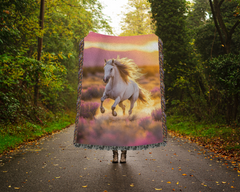 Majestic Stallion at Sunset: Woven Elegance for Timeless Home Décor
