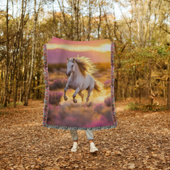 Majestic Stallion at Sunset: Woven Elegance for Timeless Home Décor